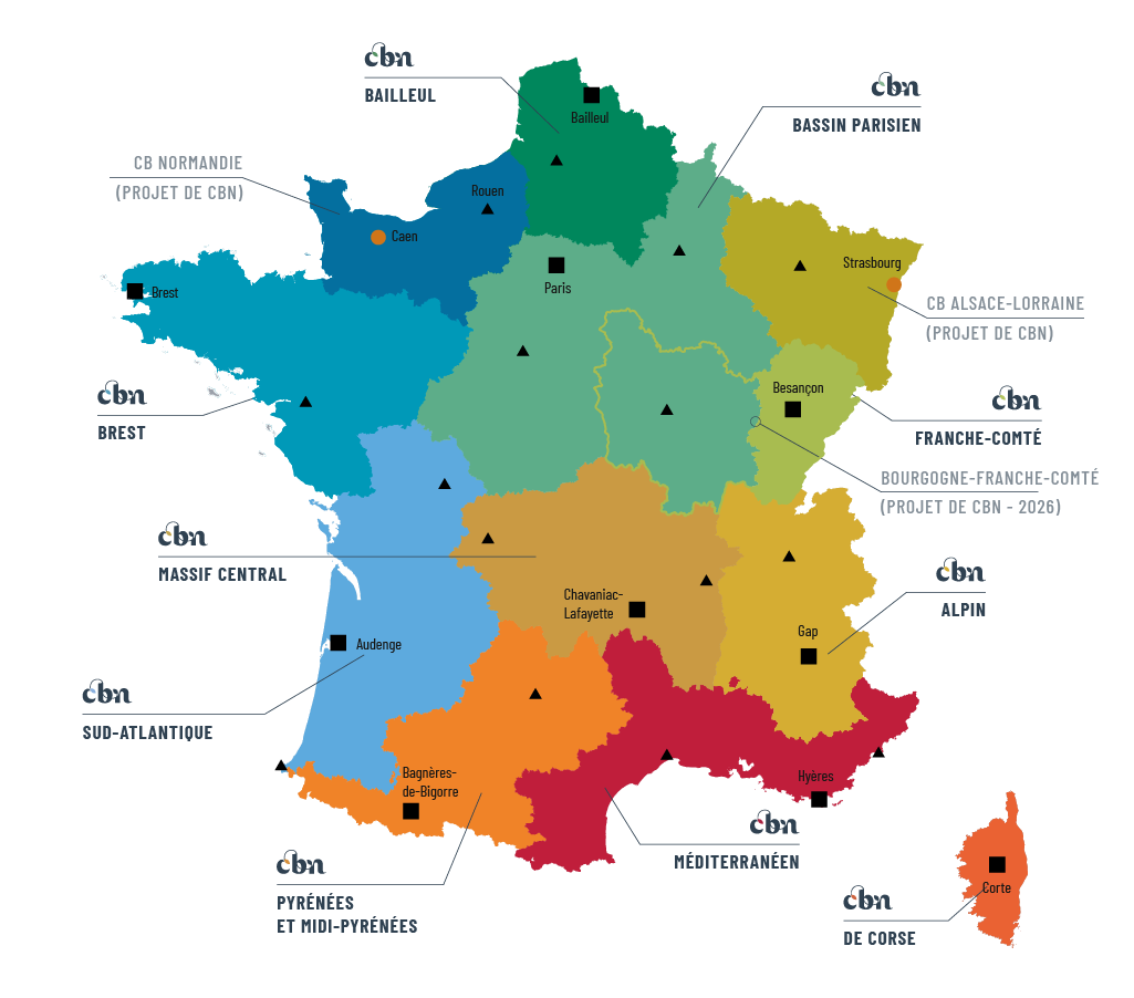 Carte du réseau des CBNs